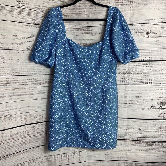 French Connection Dress Womens 12 Elao Whisper Cut Out smocked Back Chalk Blue - Picture 2 of 9